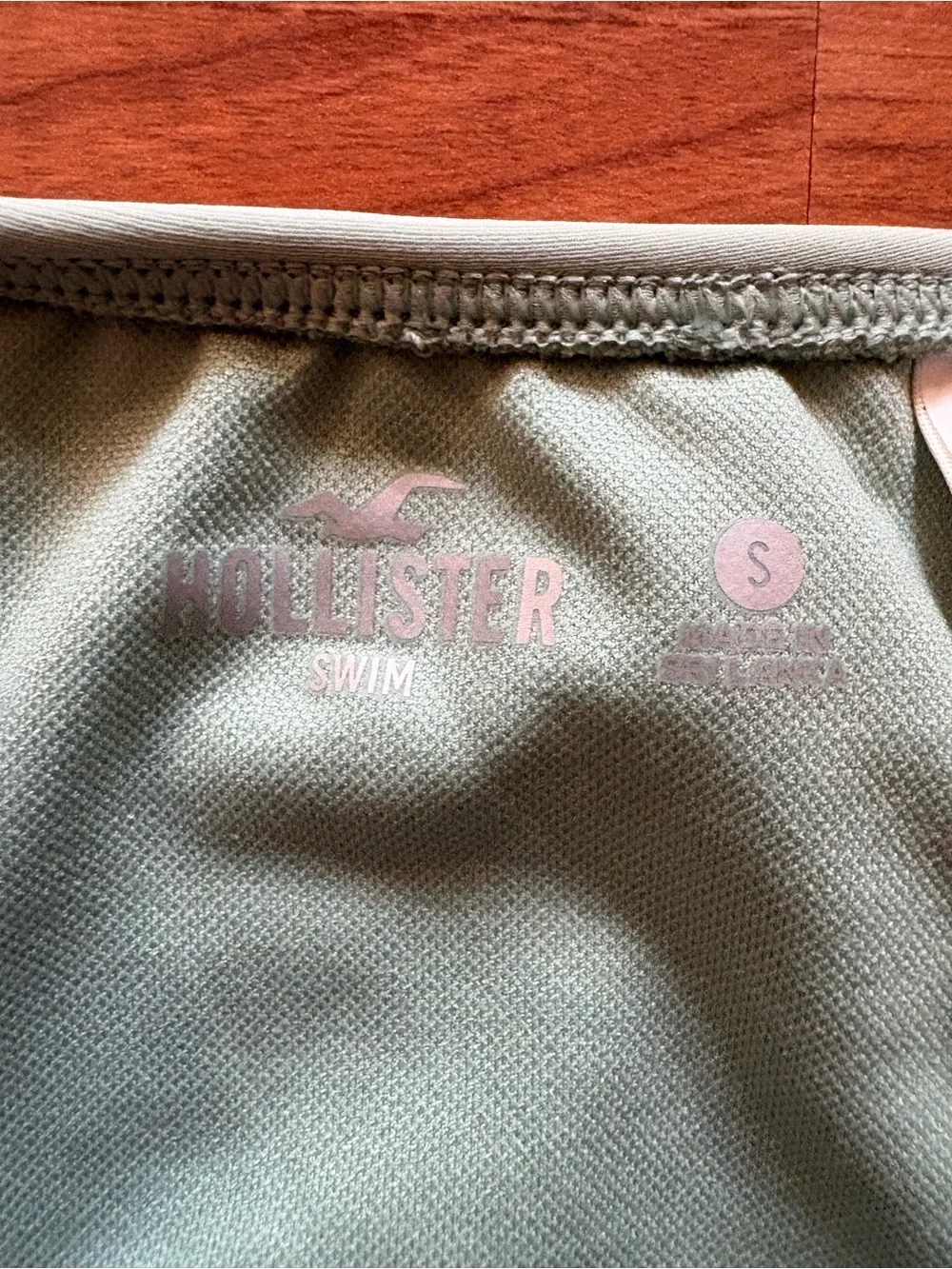 Hollister Sage Green Bikini Bottom with White Floral Embroidery